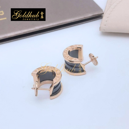 Bulgari B.zero1 Earrings, Black Ceramic in Rose Gold