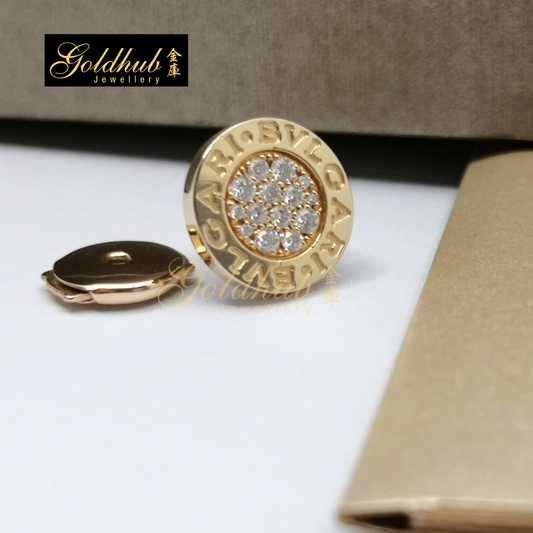 Bvlgari Bvlgari Single Earring with pave diamonds in Rose Gold