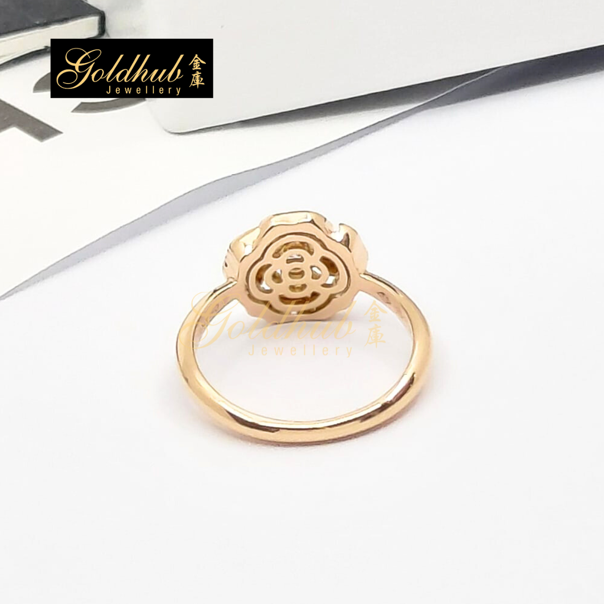 Chanel Camelia Diamond Ring in Rose Gold, Size 49