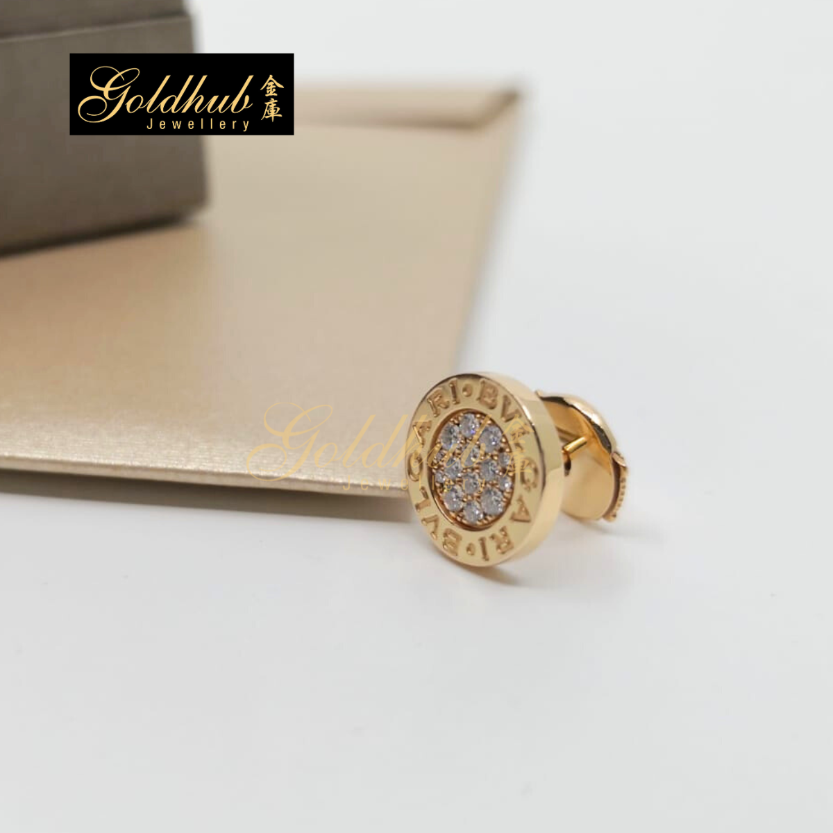 Bvlgari Bvlgari Single Earring with pave diamonds in Rose Gold