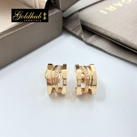 Bulgari B.zero1 Design Legend Earrings, pavé diamonds on the spiral in Rose Gold