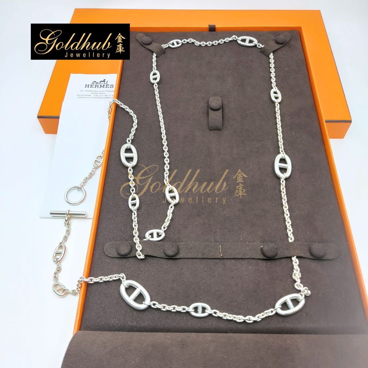 Hermes Farandole long necklace 120 in Silver, 120 cm