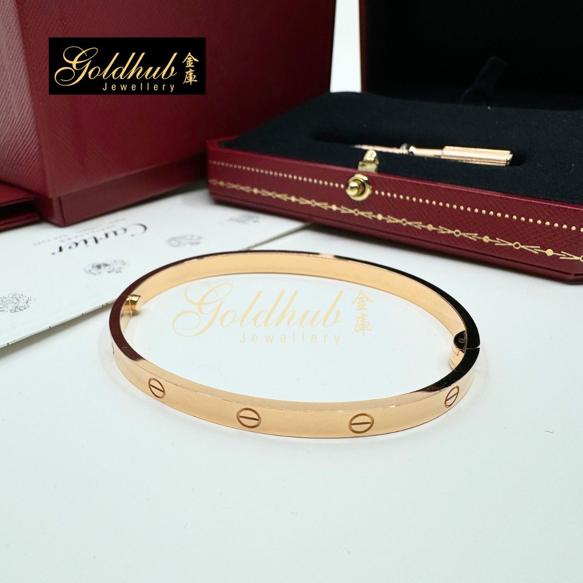 Cartier Love Bracelet, Medium Model in Rose Gold, Size 18