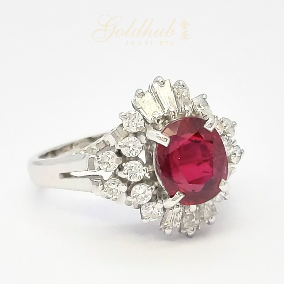 Vivid Ruby Diamond Ring in Platinum