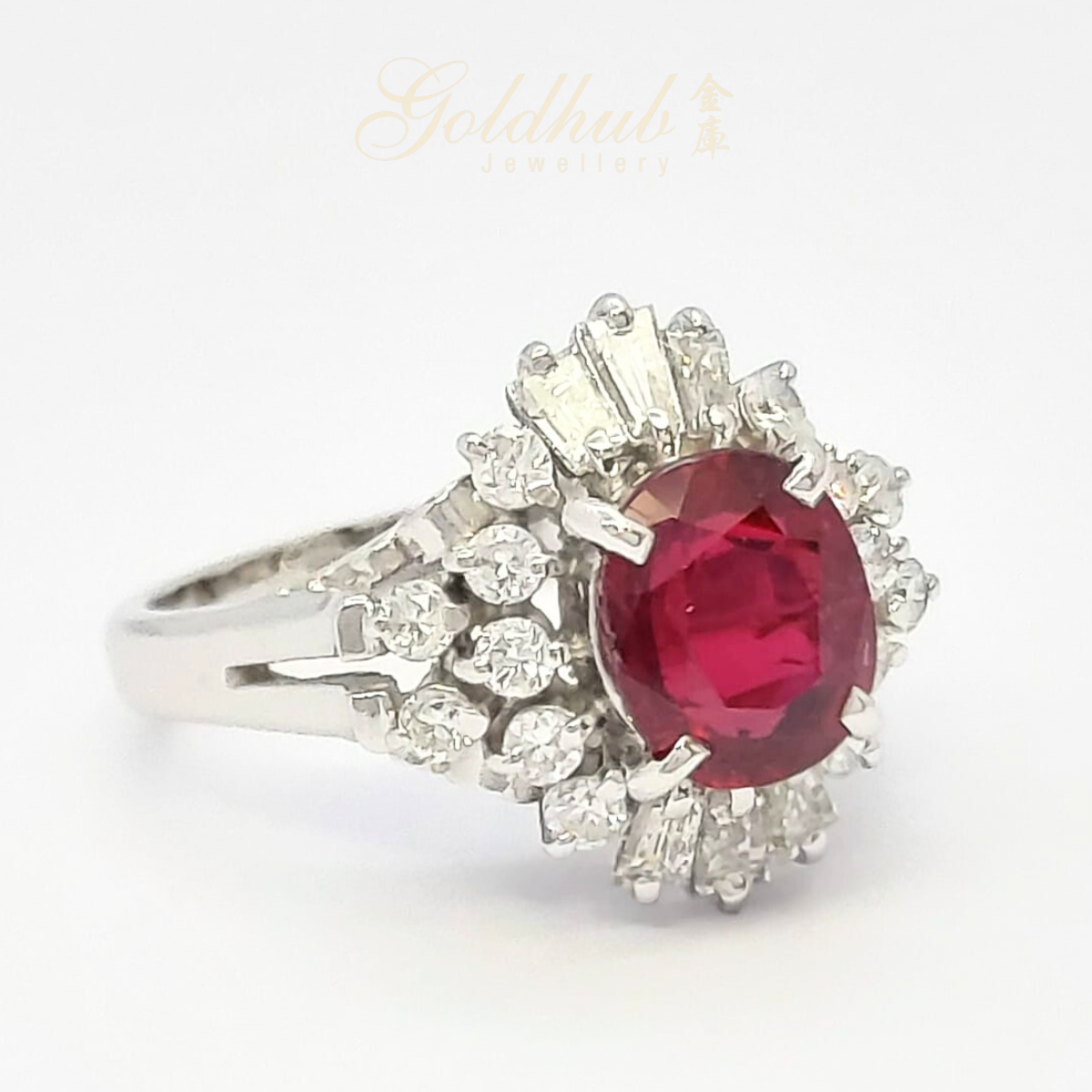 PT900 Vivid Ruby Diamond Ring in Platinum