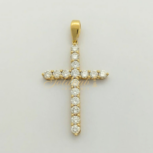 Diamond Cross Pendant in Yellow Gold