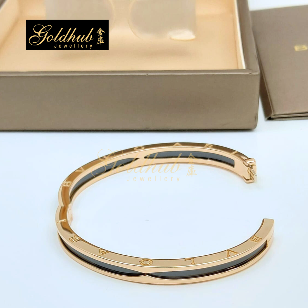 Bvlgari B.zero1 Black Ceramic Bracelet in Rose Gold, Small