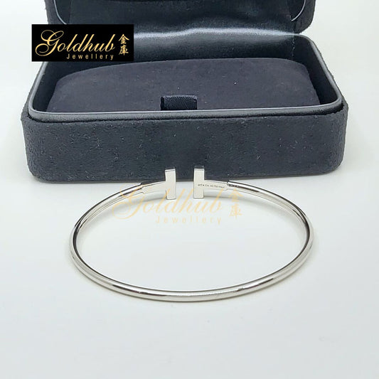 Tiffany T Diamond Wire Bracelet in White Gold