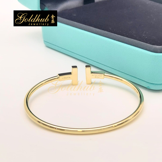 Tiffany & Co T Wire Mother-of-pearl and Diamonds Bracelet in Yellow Gold