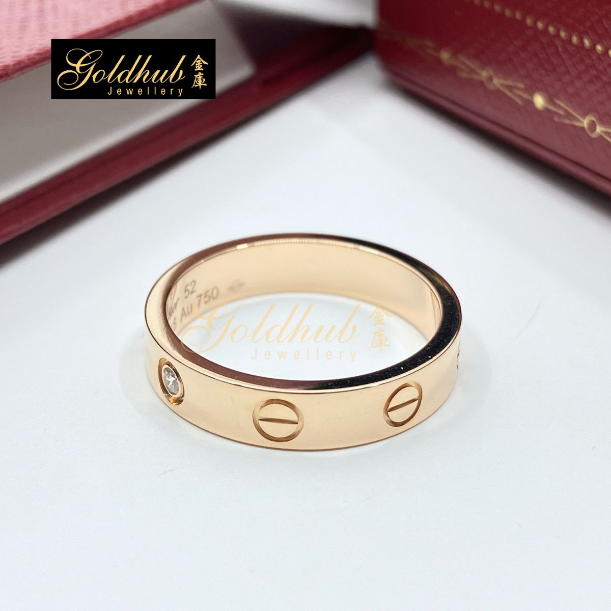 Cartier Love Ring, Small Model, 1 Diamond in Rose Gold, Size 52