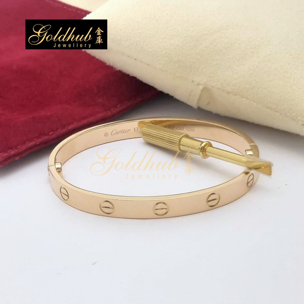 Cartier Love Bracelet, Classic Model in Rose Gold, Size 17