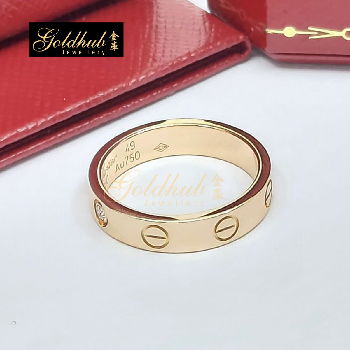 Cartier Love Ring, Small Model, 1 Diamond in Rose Gold, Size 49
