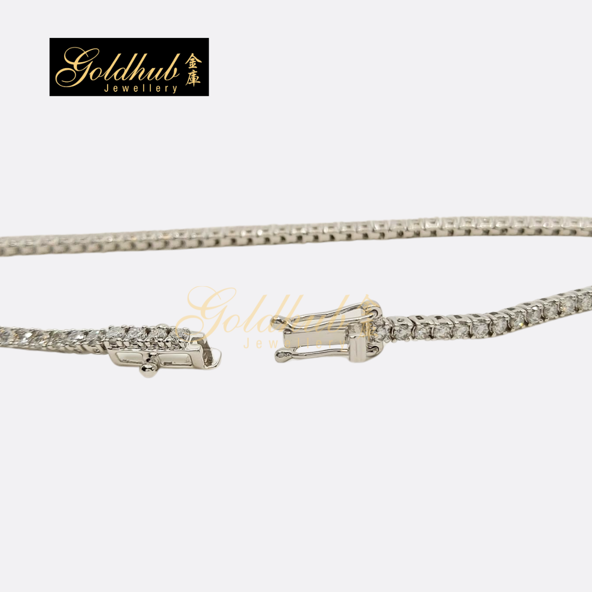 Tennis Bracelet with Round Diamonds in White Gold, 1.6mm, 1.61ct