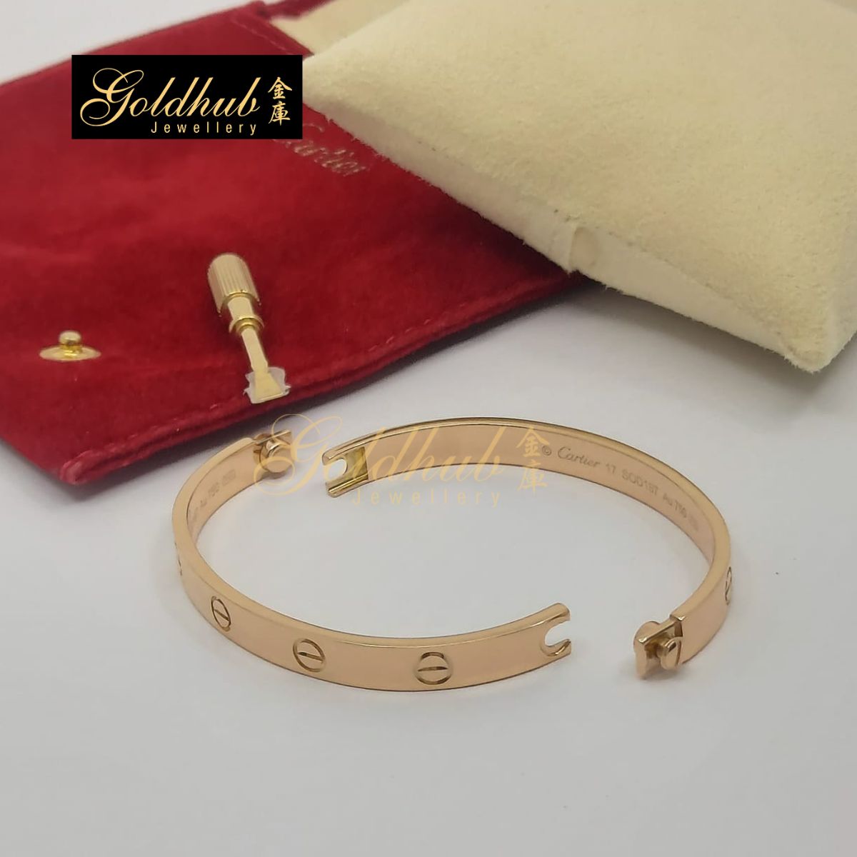 Cartier Love Bracelet, Classic Model in Rose Gold, Size 17