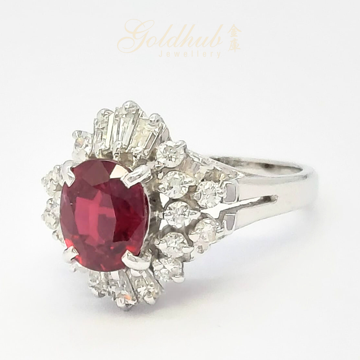 Vivid Ruby Diamond Ring in Platinum