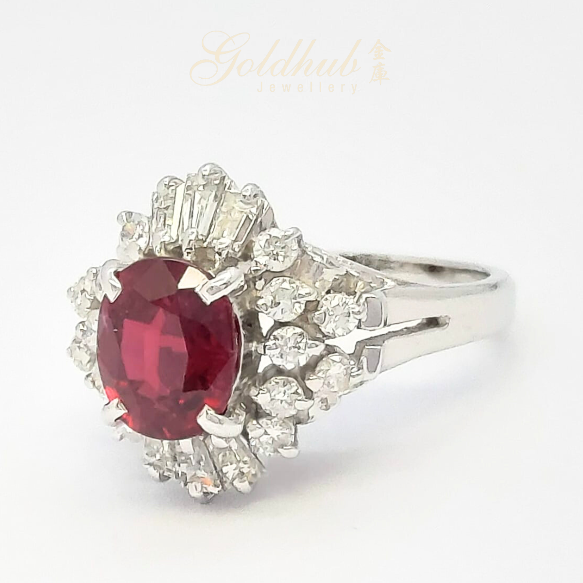 PT900 Vivid Ruby Diamond Ring in Platinum