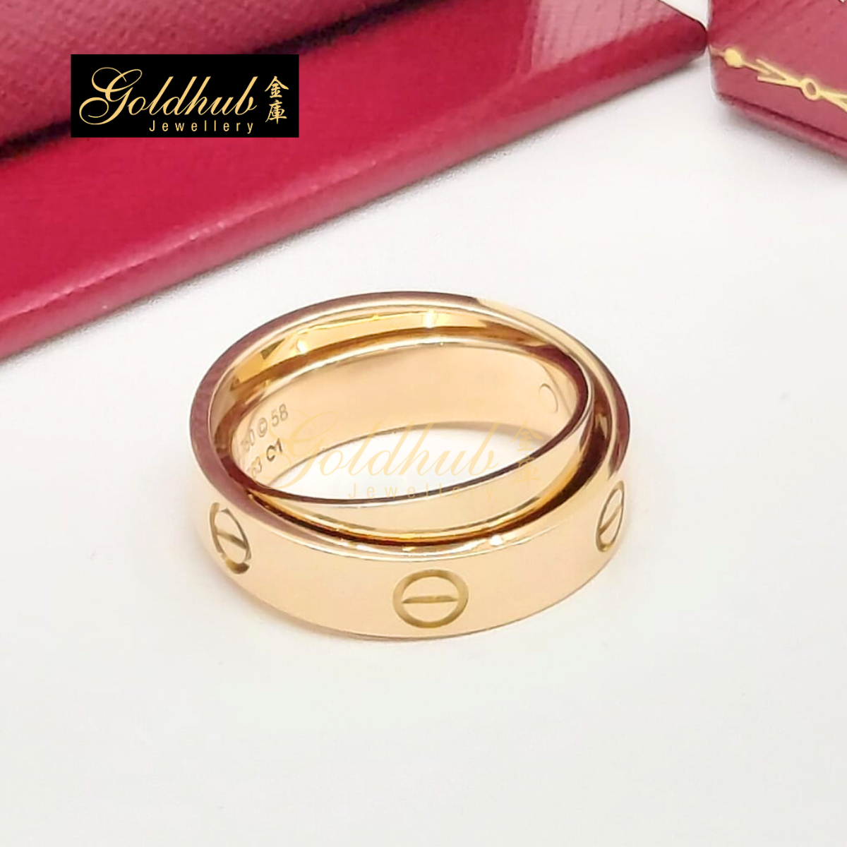 Cartier Love Double Ring in Rose Gold, Size 58