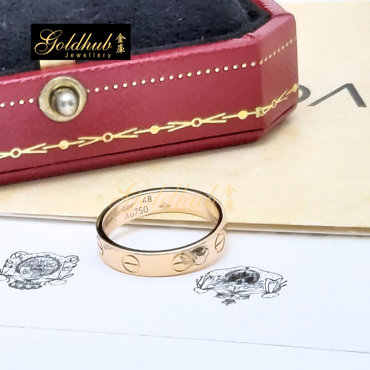Cartier Love Ring, Small Model in Rose Gold, Size 48 GR00790 