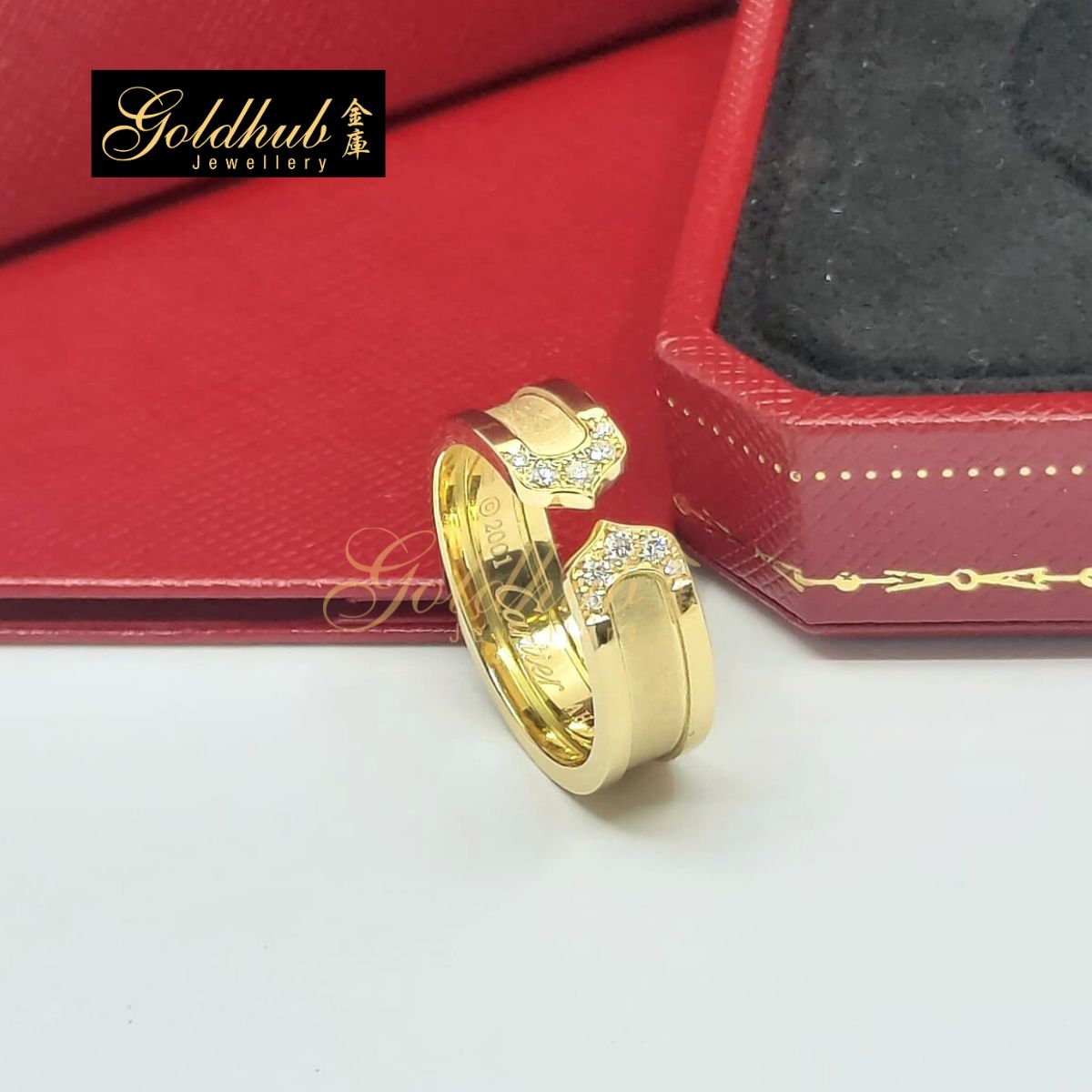 Cartier 2C Diamond Ring in Yellow Gold, Size 56