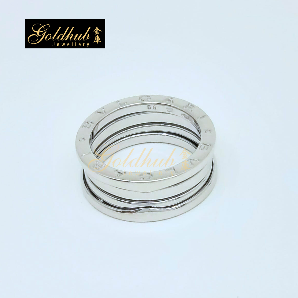 Bvlgari 3 Band Ring in White Gold, Size 56