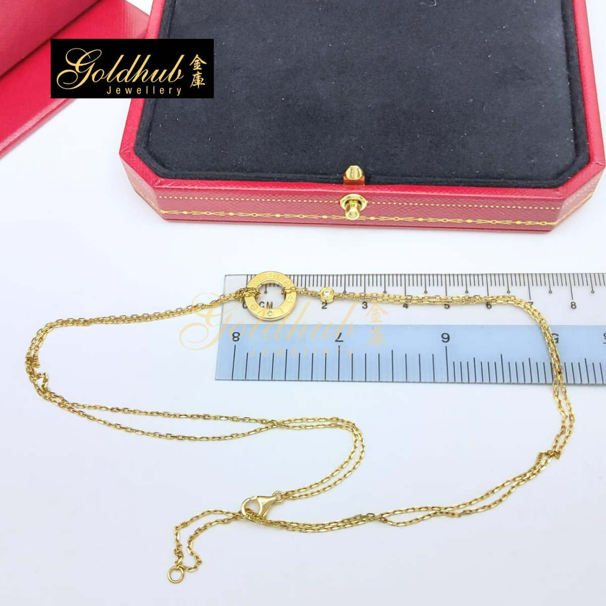 Cartier Love Necklace, 2 Diamonds in Rose Gold