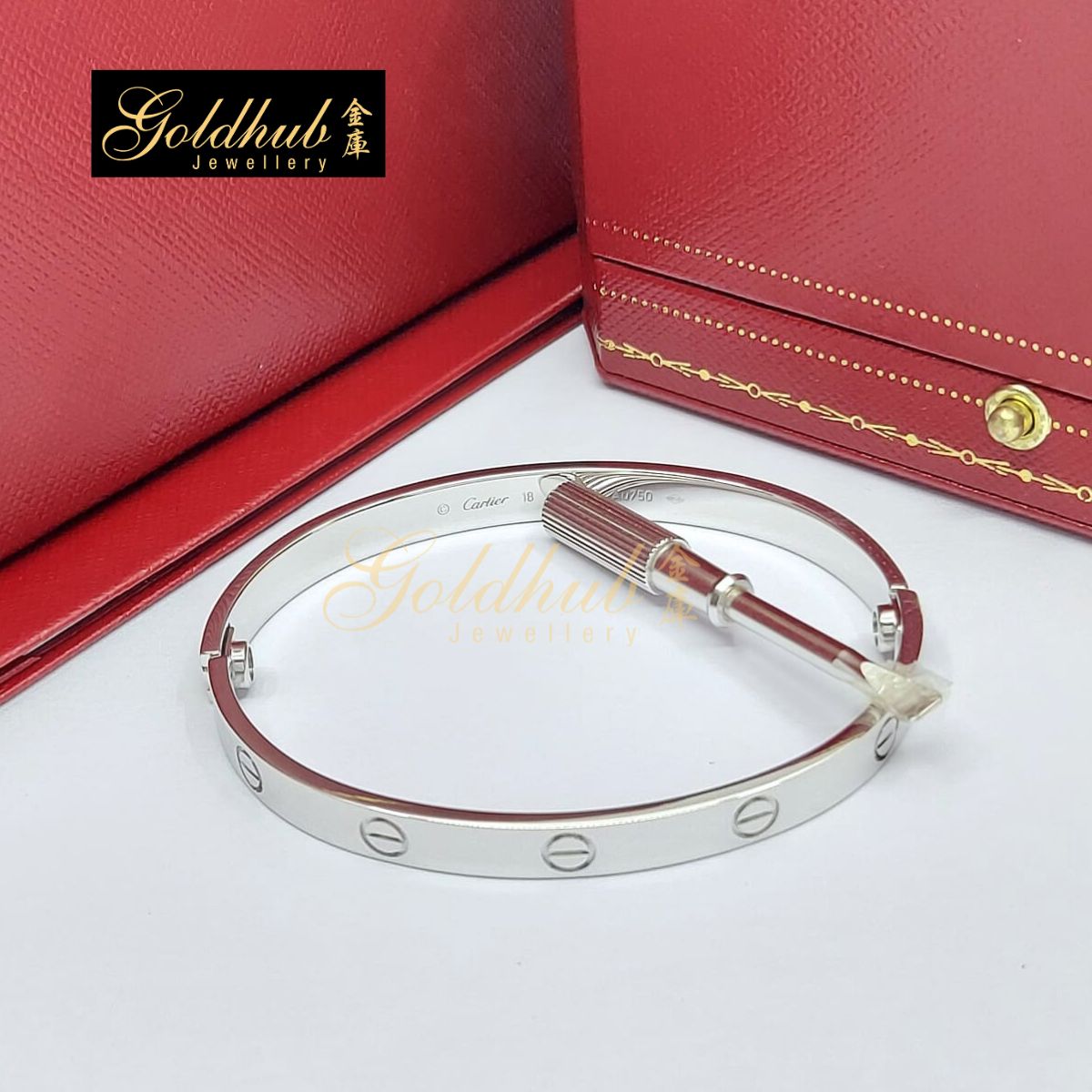 Cartier Love Bracelet, Classic Model in White Gold, Size 18