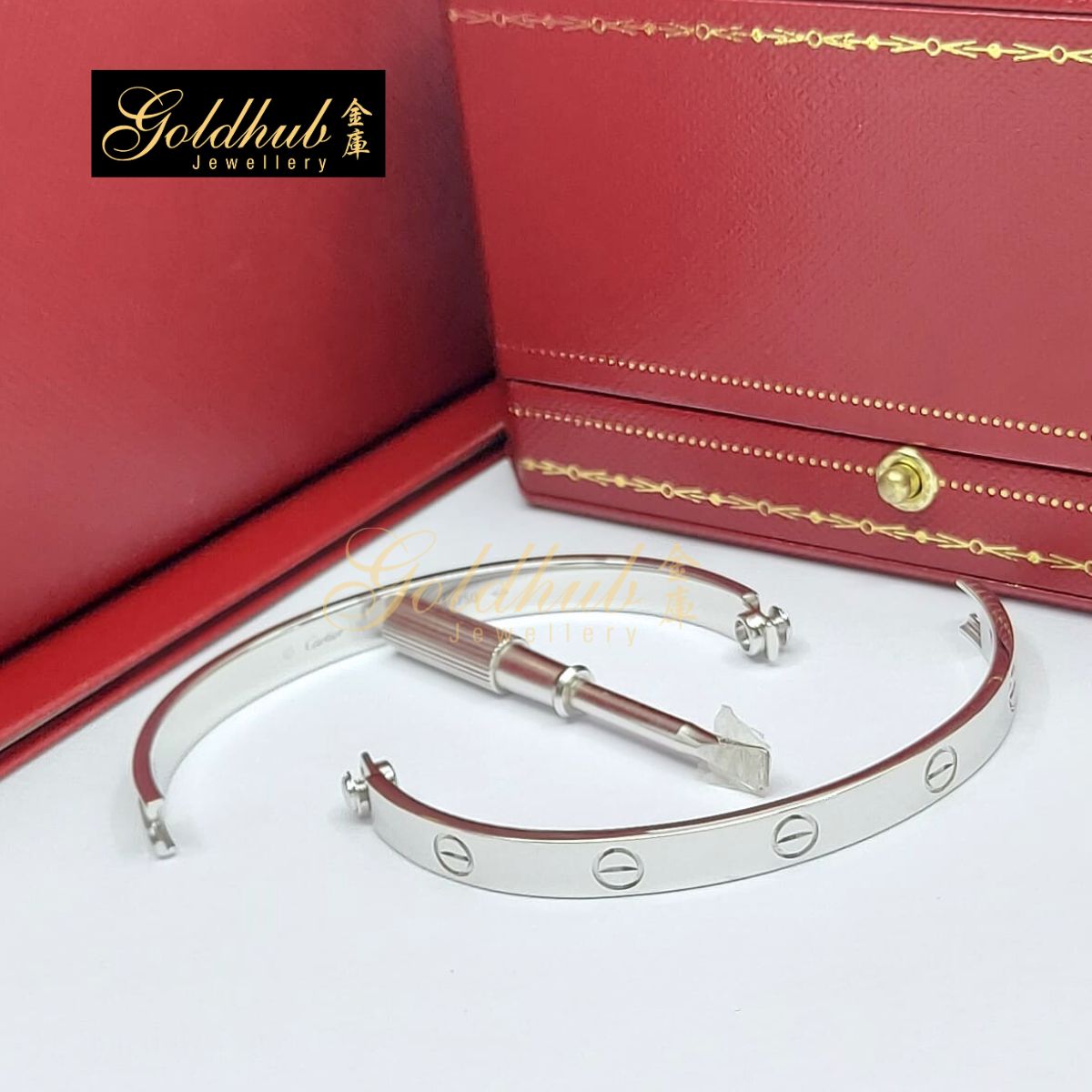 Cartier Love Bracelet, Classic Model in White Gold, Size 18