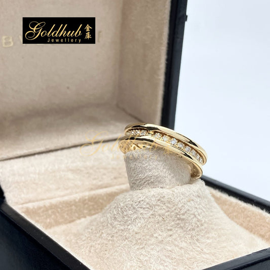 Bulgari B.zero1 1 Band Ring, Pave Diamonds in Yellow Gold, Size 49