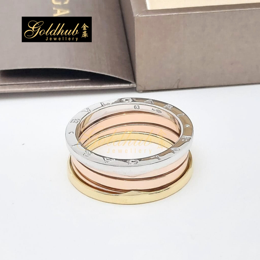 Bvlgari B.zero1 3 Band Ring in White, Rose and Yellow Gold, Size 63