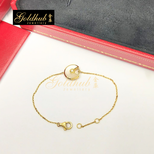 Amulette de Cartier Bracelet, Mother-of-Pearl, XS model, 1 Diamond in Yellow Gold, Size 15