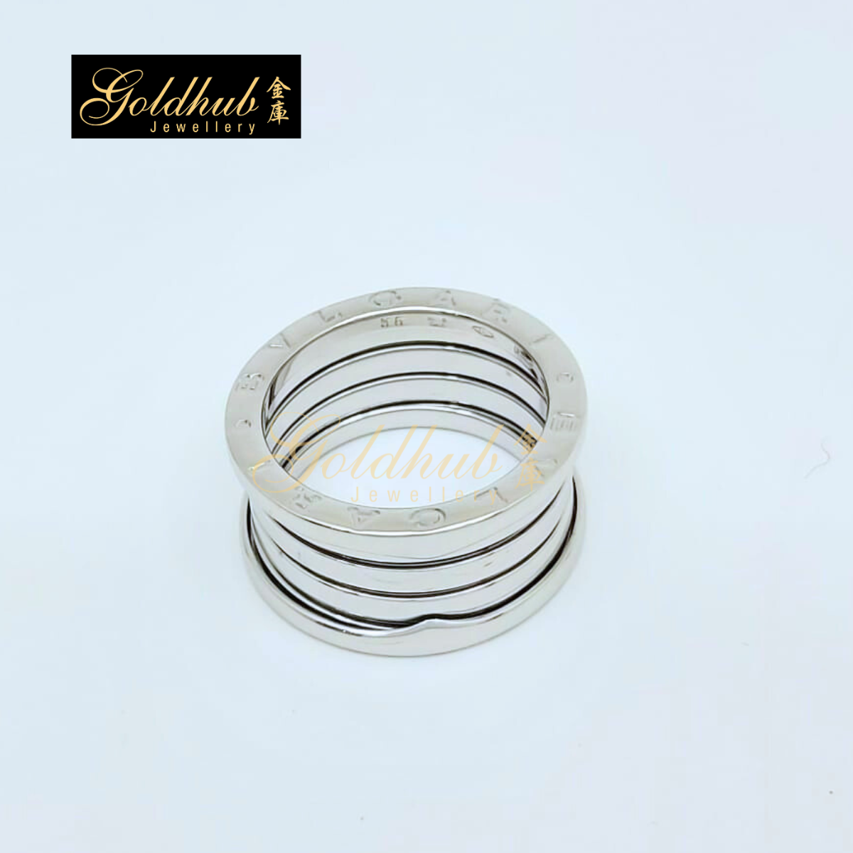 Bvlgari 4 Band Ring in White Gold, Size 56