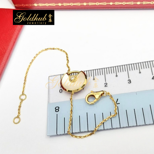 Amulette de Cartier Bracelet, Mother-of-Pearl, XS model, 1 Diamond in Yellow Gold, Size 15