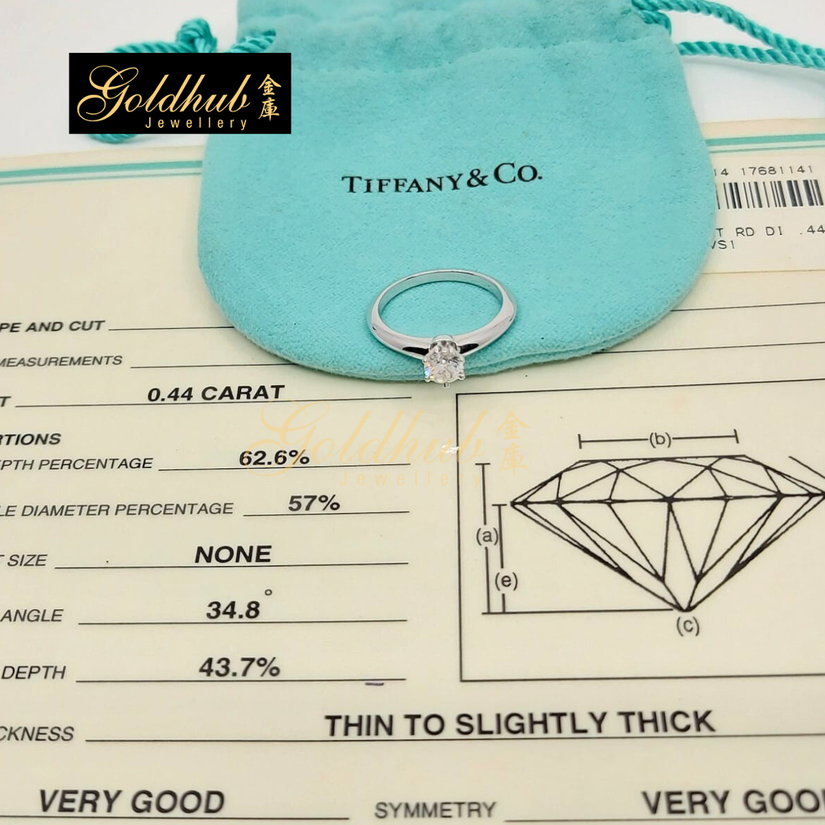 Tiffany & Co Round Brilliant 0.44ct Diamond Ring in Platinum