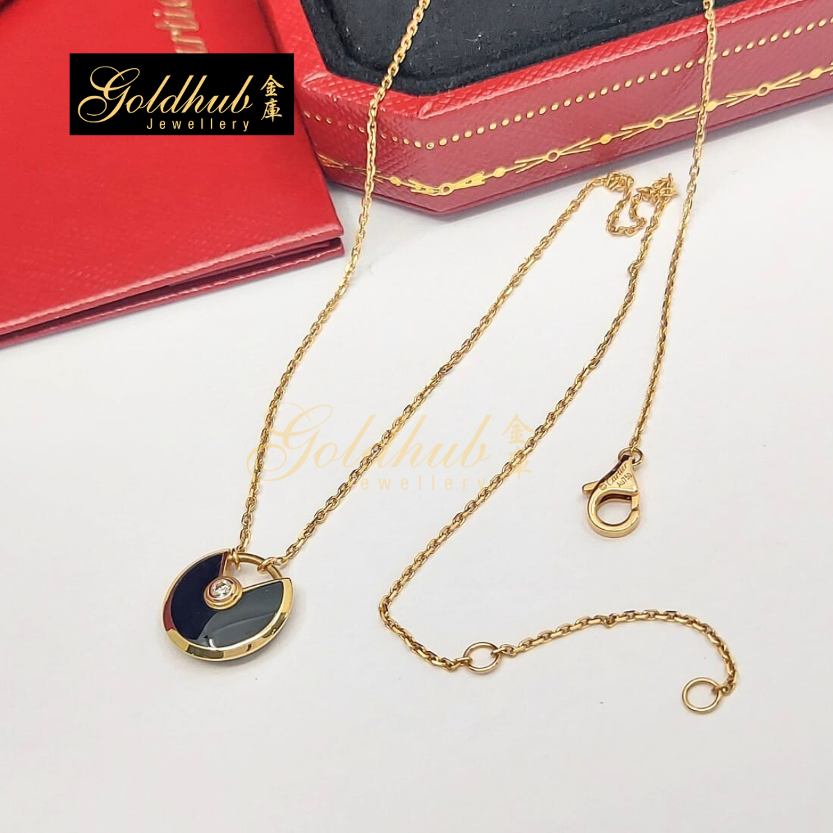 Amulette de Cartier Necklace, Onyx, XS model, 1 Diamond in Rose Gold