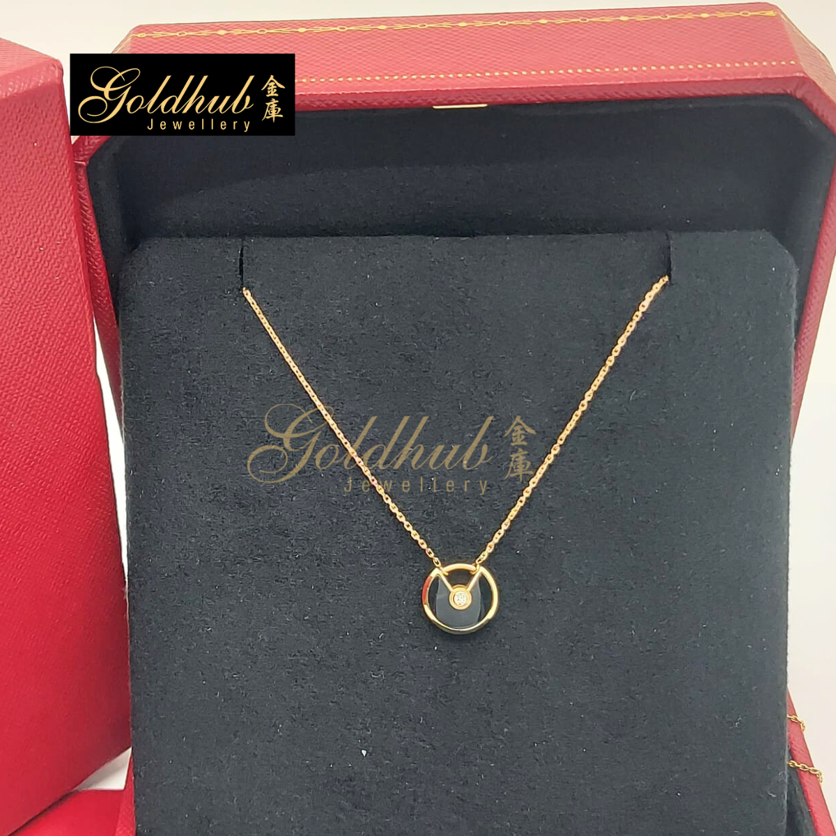 Amulette de Cartier Necklace, Onyx, XS model, 1 Diamond in Rose Gold