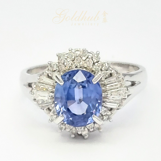 PT900 Blue Sapphire Diamond Ring in Platinum