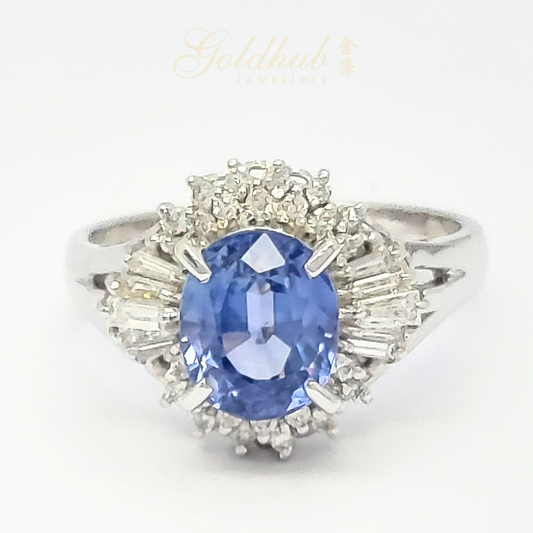 Blue Sapphire Diamond Ring in Platinum