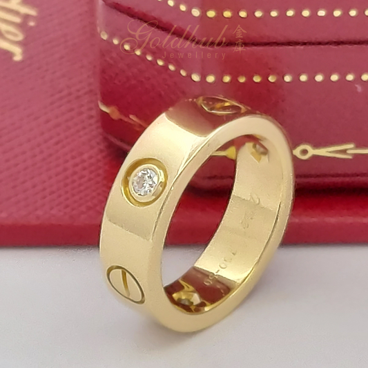 18k Pre-loved Cartier Love Ring 3 Diamonds in Yellow Gold