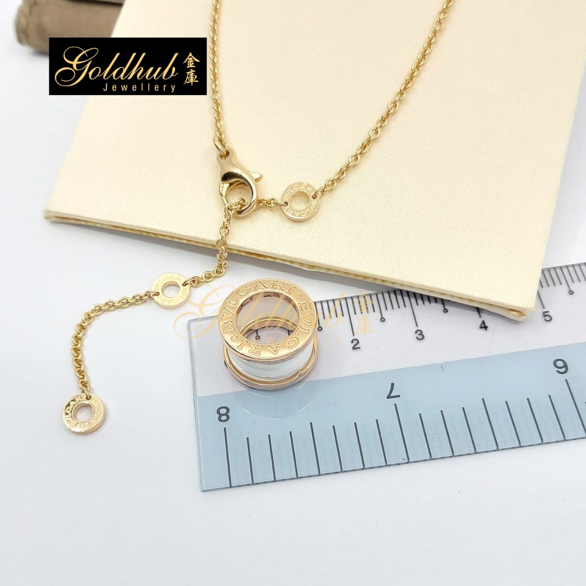 Bvlgari B.zero1 White Ceramic Necklace in Rose Gold