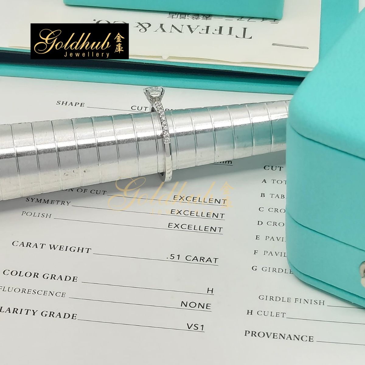 Tiffany True Engagement Ring, Tiffany True Diamond 0.51ct in Platinum