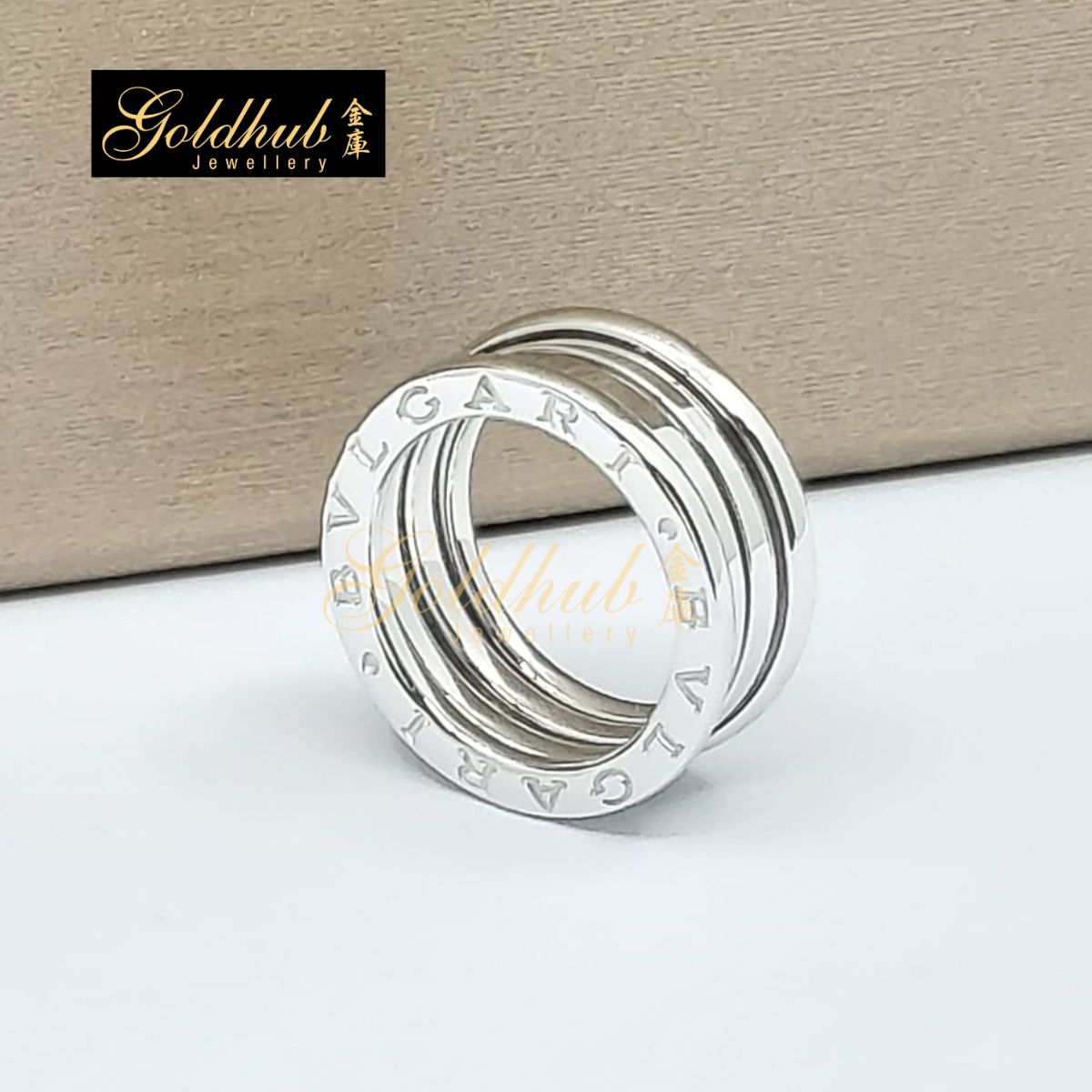 Bvlgari B.zero1 3 Band Ring in White Gold, Size 50
