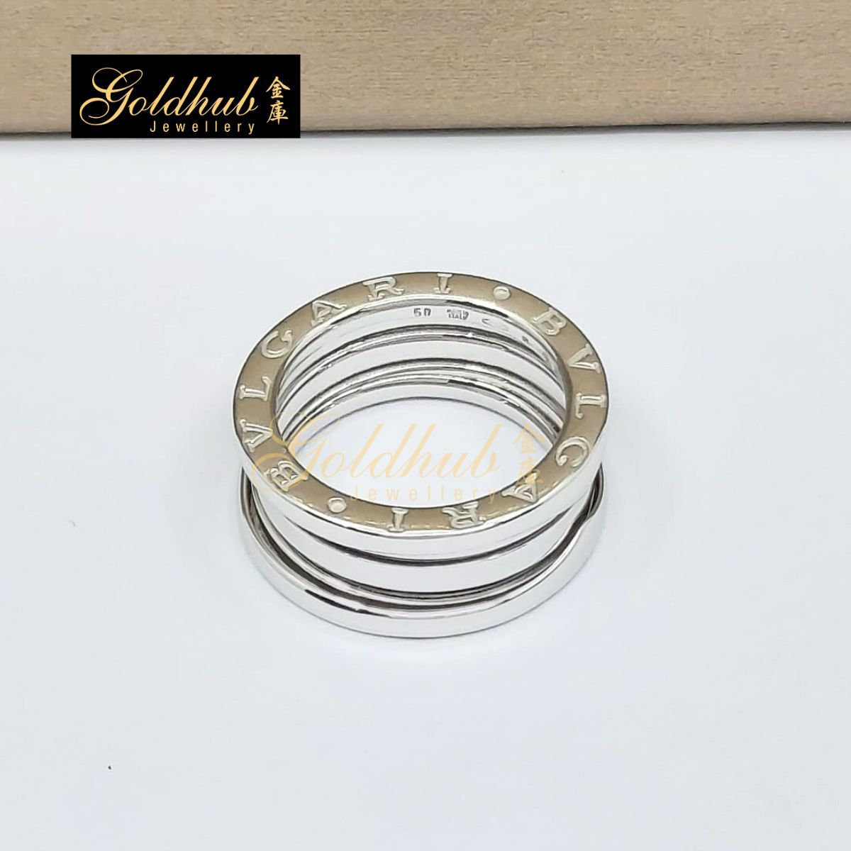 Bvlgari B.zero1 3 Band Ring in White Gold, Size 50