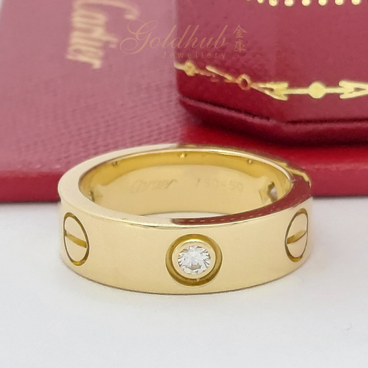 18k Pre-loved Cartier Love Ring 3 Diamonds in Yellow Gold