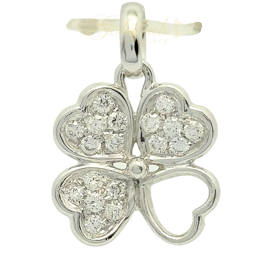 Clover Leaf Diamond Pendant in White Gold