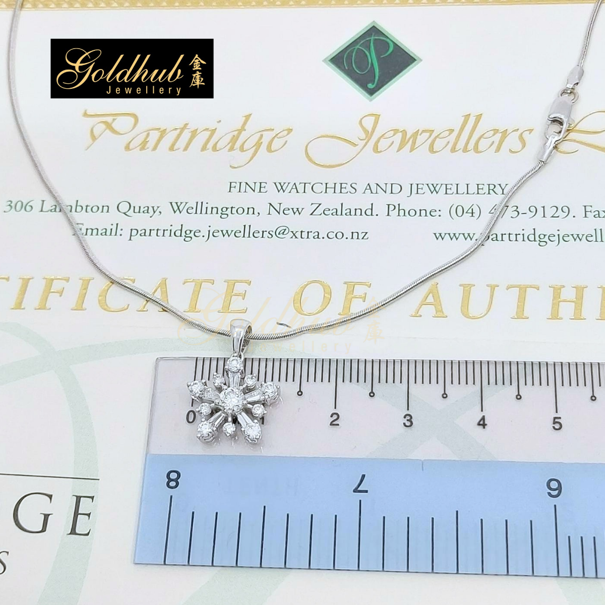 Snow Flake Diamond Necklace in White Gold