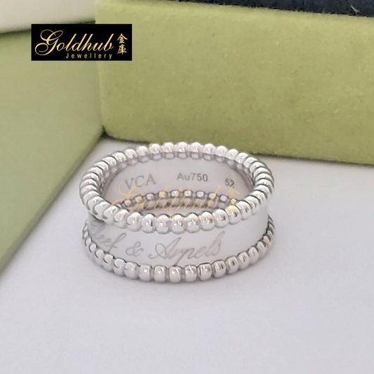 Van Cleef & Arpels Perlee Signature Ring in White Gold, Size 52