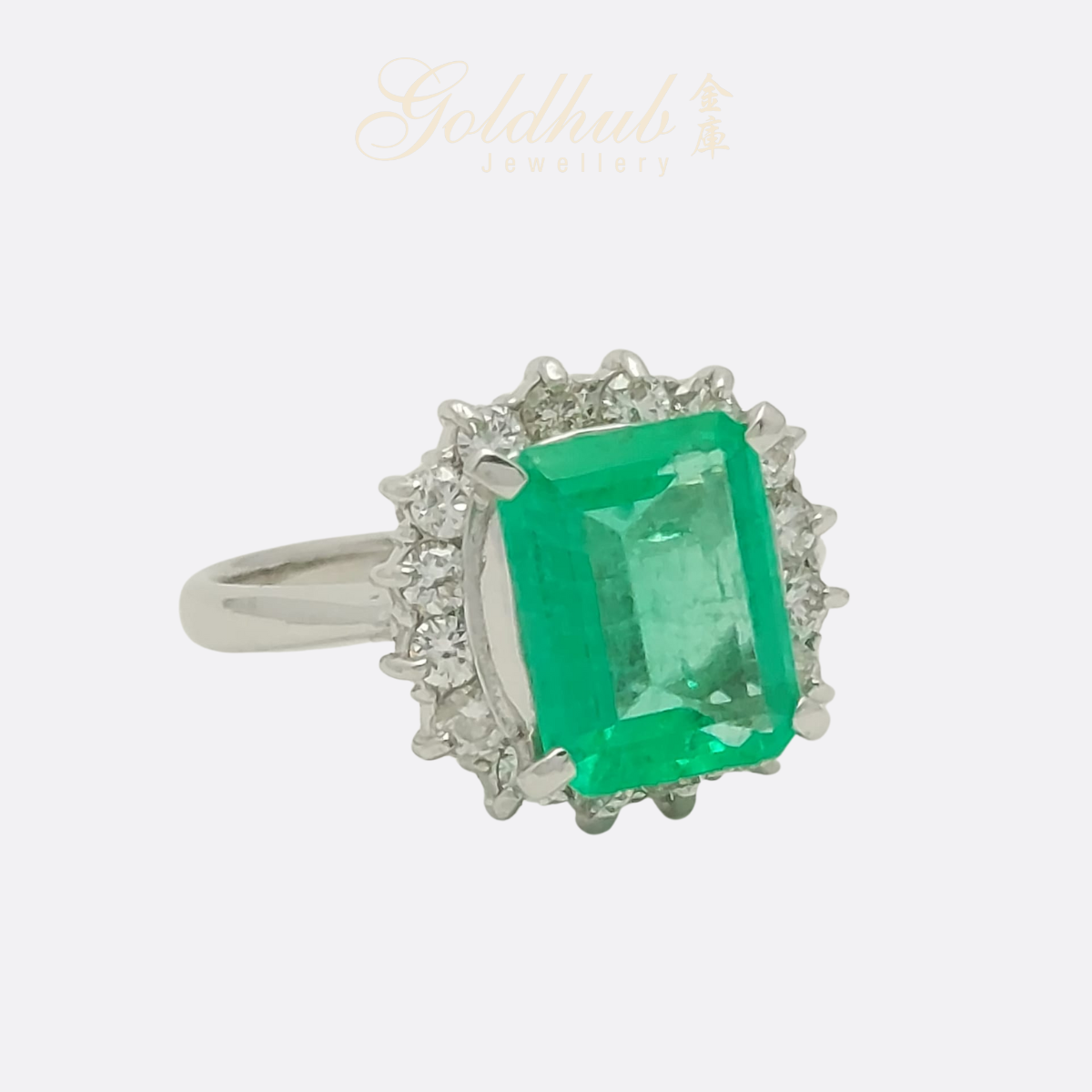 PT900 Emerald Diamond Ring in Platinum