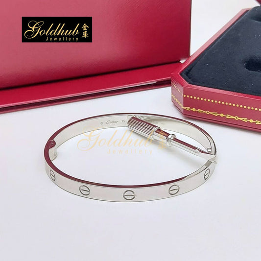 Cartier Love Bracelet, Single-Screw Closure Classic Model in White Gold, Size 19