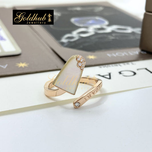 Bulgari Gelati Ice Cream Ring with Mother of Pearl and Diamonds in Rose Gold, Size 54