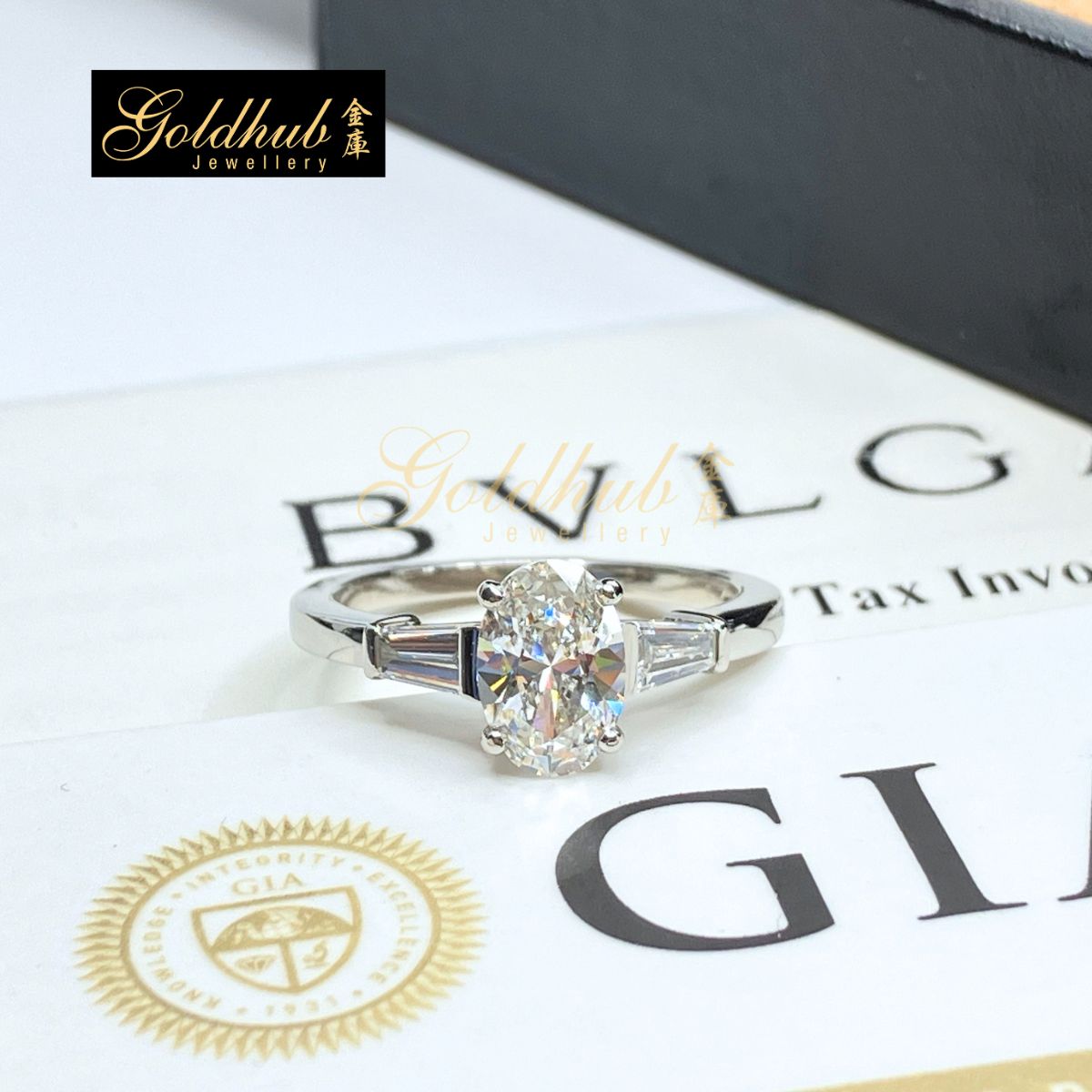 [With trade-in] Bulgari Griffe Ring, 1.00ct Oval Brilliant Solitaire Diamond in Platinum, Size 51